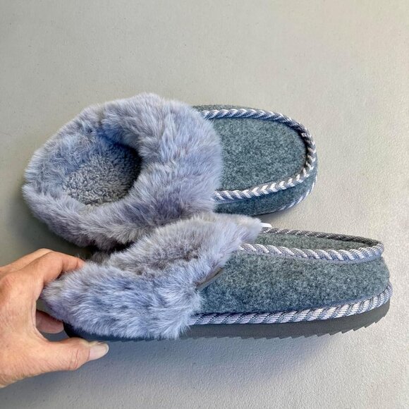 🆕Womens Grey Memory Foam Cozy Fluff Plush Comfy House Winter Slippers - Picture 4 of 11